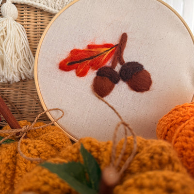 Autumn with Acorns Felt Hoop Art