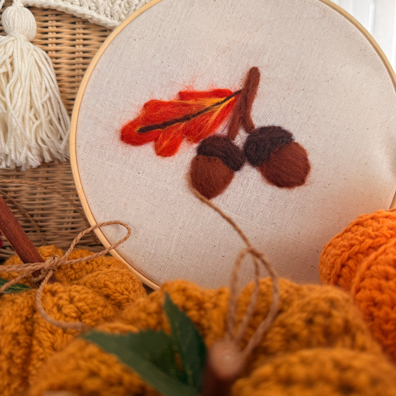 Autumn with Acorns Felt Hoop Art