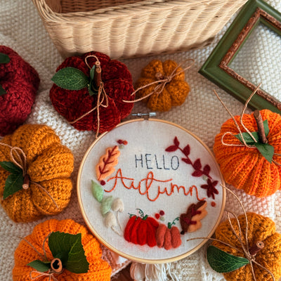 Hello Autumn Felt Hoop Art