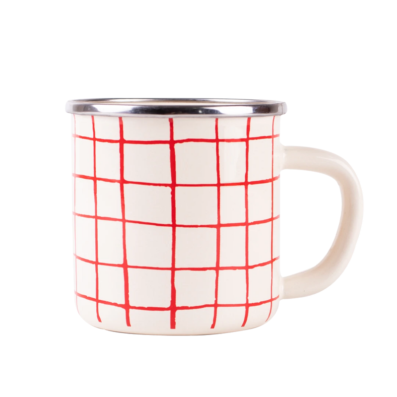 Cupid Enamel Checkered Enamel Mug