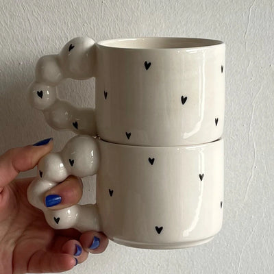 Tiny Heart Beaded Handle Mug