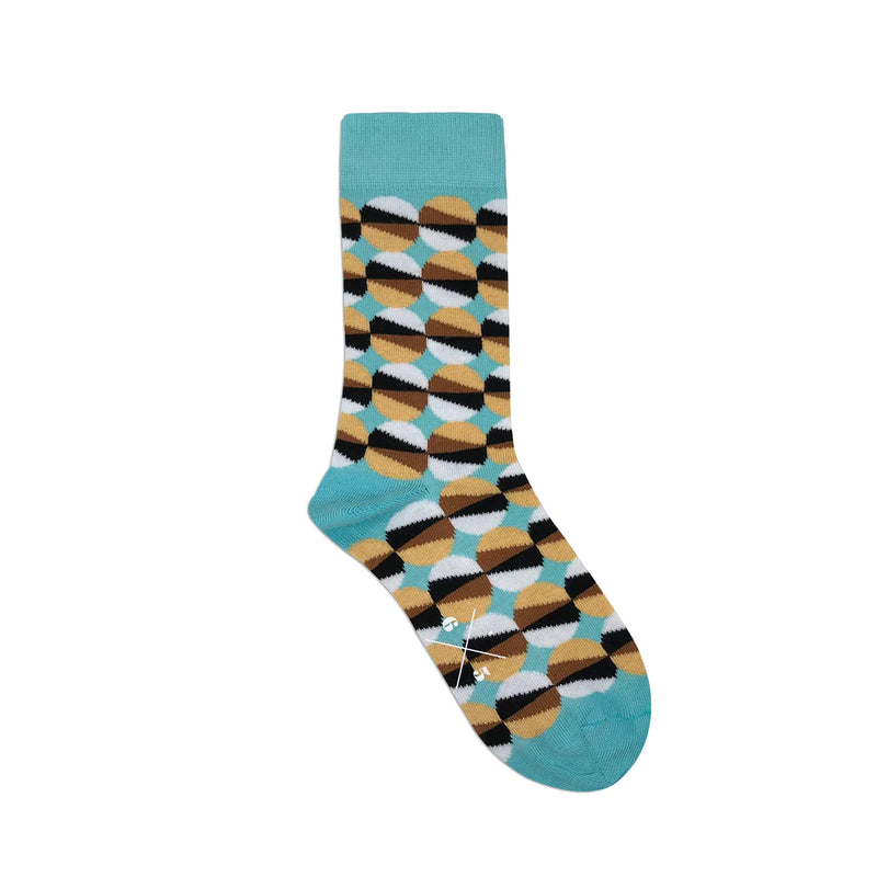 ECLIPSE BLUE YELLOW Turquoise Yellow Brown Patterned Unisex Socks