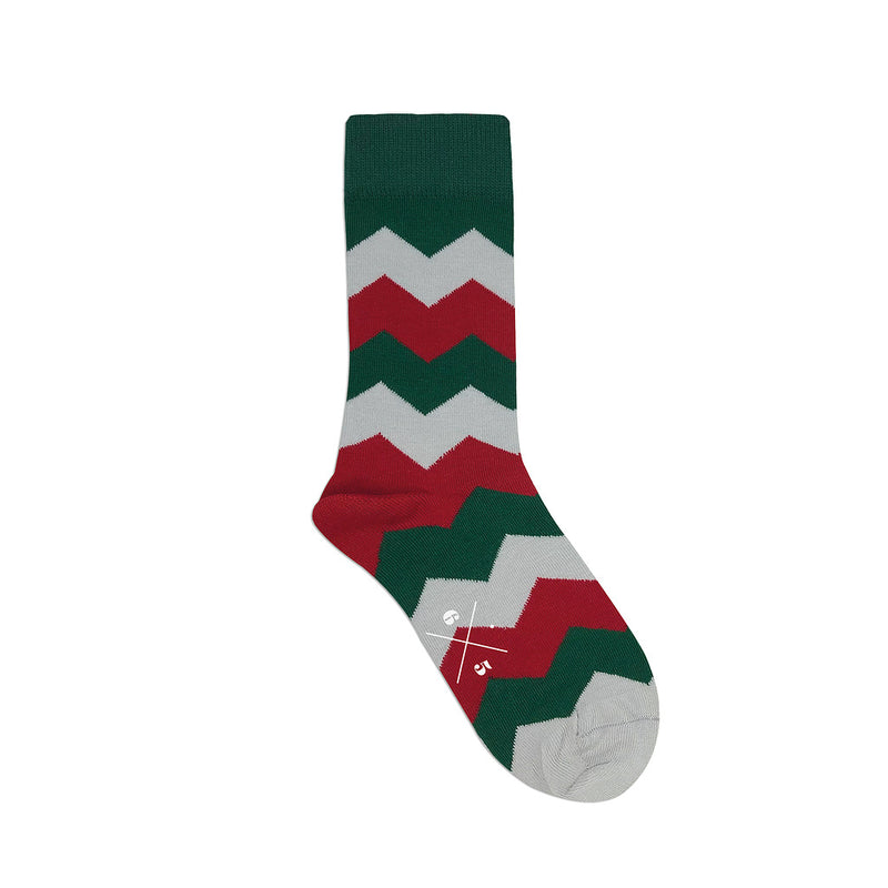 CHEVRON XMAS Yeşil Kırmızı Noel Desenli Unisex Çorap