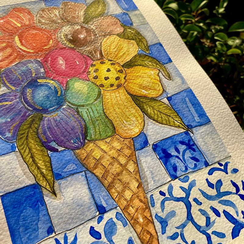 Ice Cream Watercolor Art