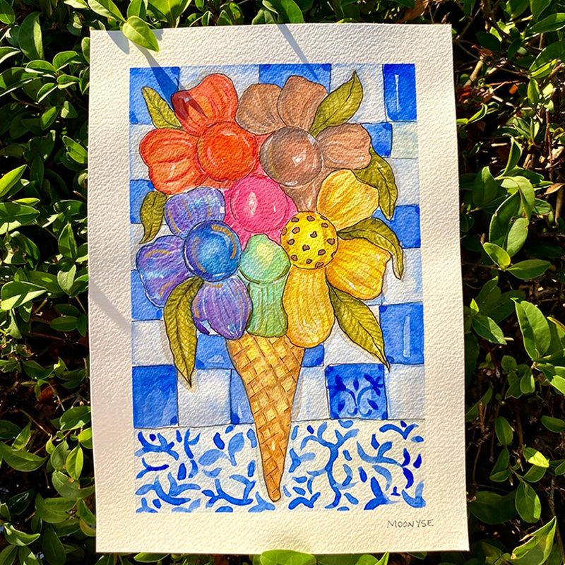 Ice Cream Watercolor Art