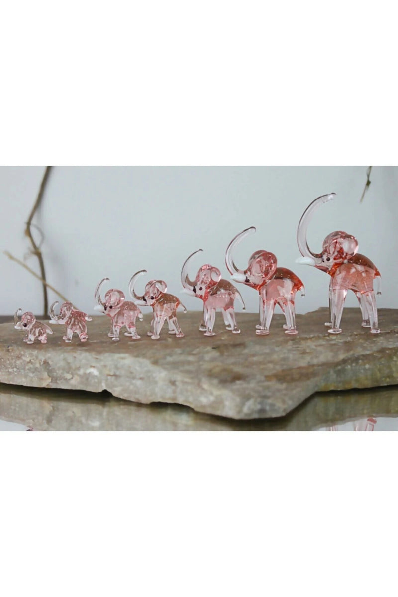 Pink Elephant 7 Piece Glass Trinket Set