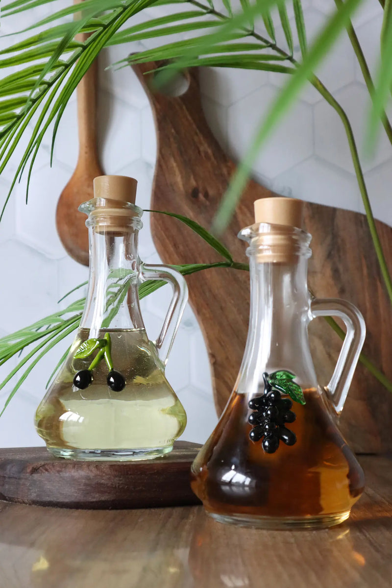 Grape Glass Figured Oil & Vinegar Bowl