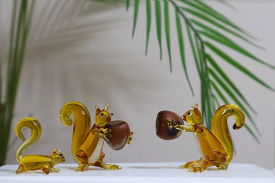 Squirrel Family Glass Figurine Set