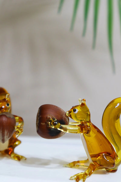 Squirrel Family Glass Figurine Set