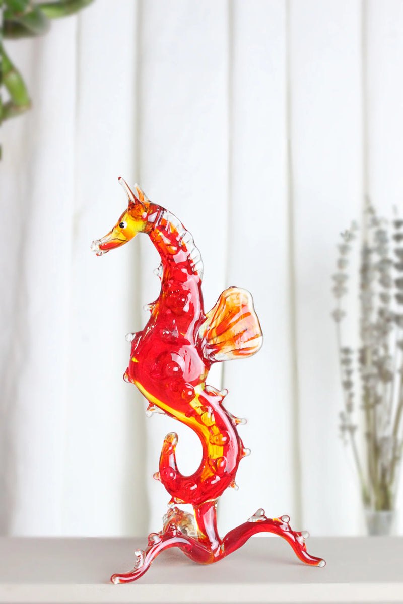 Red Seahorse Handmade Murano Glass Figurine