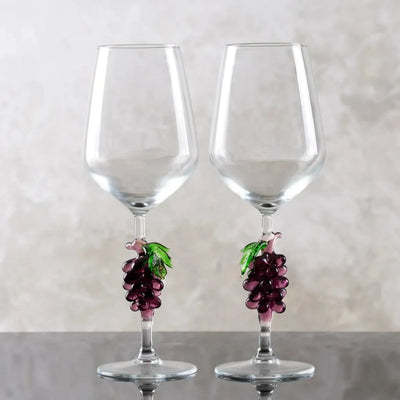 Purple Grape Bunch Glass Figured Wine Glass