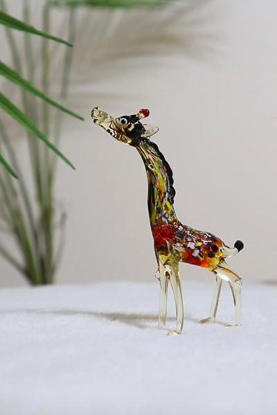 Giraffe Family Decorative Glass Figurine Set of 2