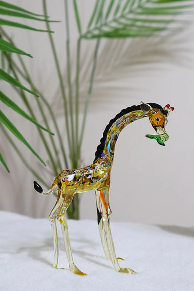 Giraffe Family Decorative Glass Figurine Set of 2