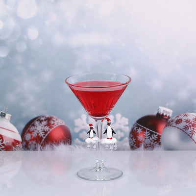 Christmas Penguin Design Cutout Martini Cocktail Glass