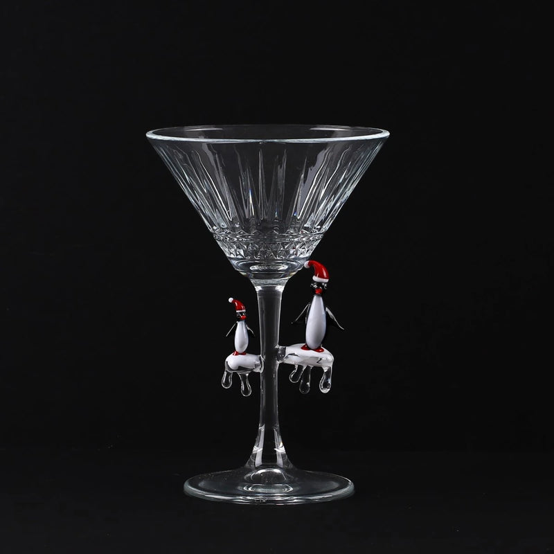 Christmas Penguin Design Cutout Martini Cocktail Glass