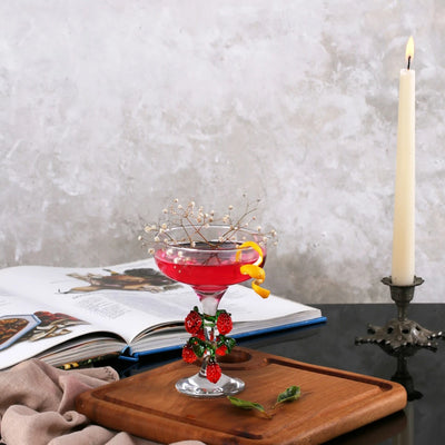 Raspberry Glass Figured Coupe Cocktail Glass & Stem Glass