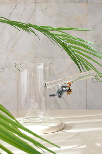 Borosilicate Glass Coffee Pot with Woodpecker Figure