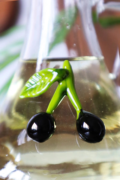 Olive Glass Figured Oil & Vinegar Bowl