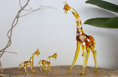 Giraffe Family Decorative Glass Figurine Set of 3