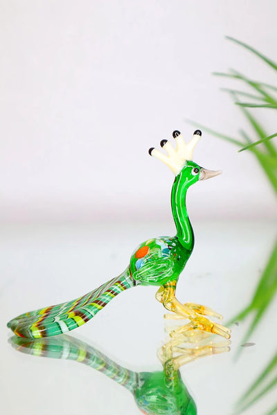 Color Gradient Peacock Handmade Murano Glass Figurine