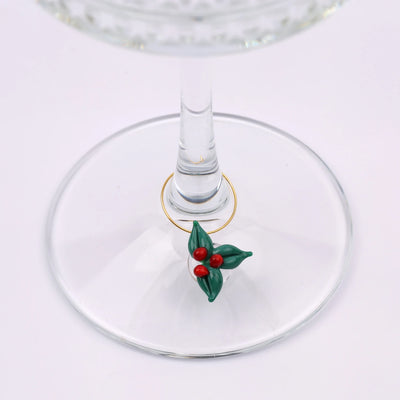 Christmas Murano Glass Figured 6-Piece Goblet Markers - Goblet Separator Ring Set No:2