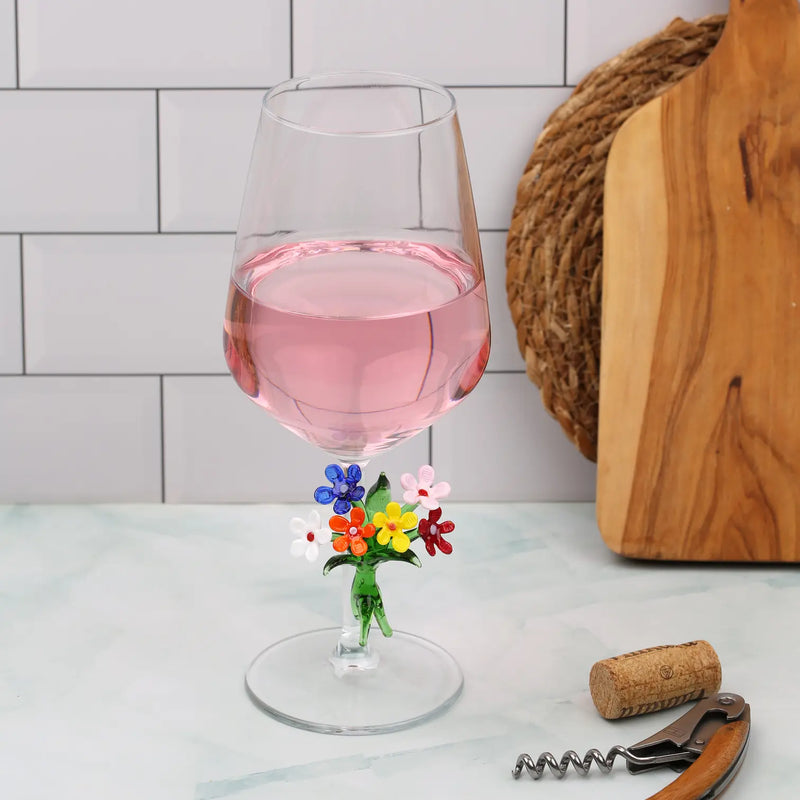 Daisy Bouquet Flower Themed Wine Glass