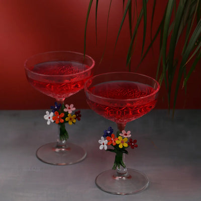 Daisy Bunch Flower Glass Design Coupe Cocktail Glass