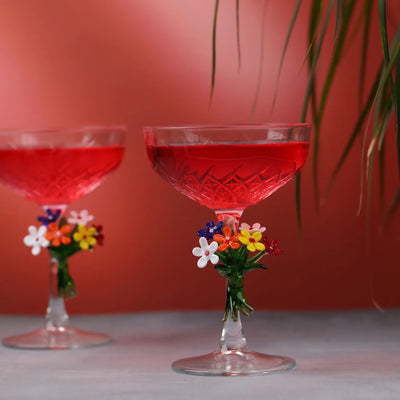 Daisy Bunch Flower Glass Design Coupe Cocktail Glass