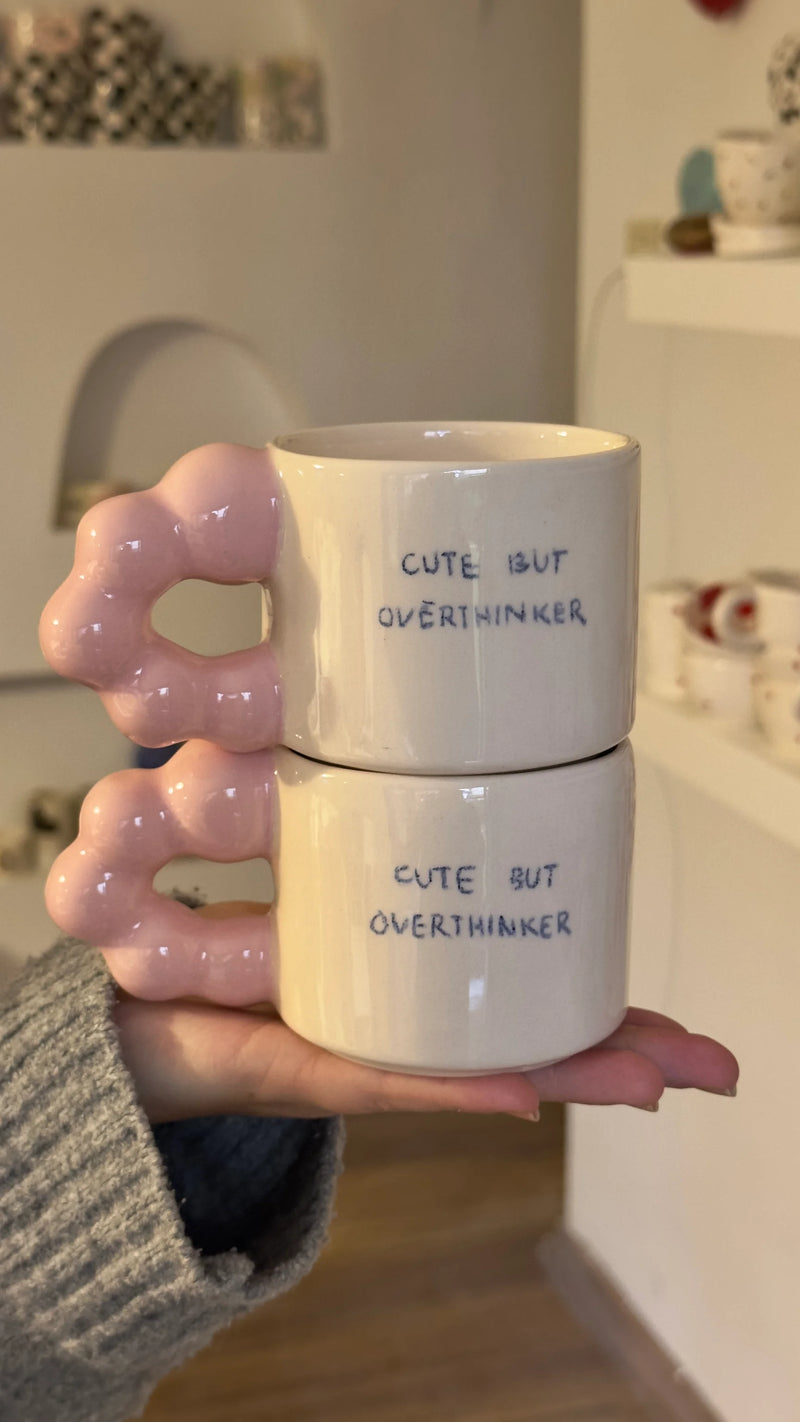 Cute But Overthinker Beaded Handle Mug