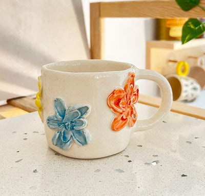 Impasto Embossed Floral Mug