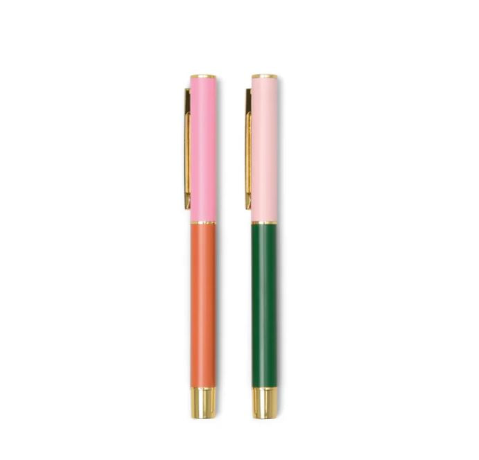 DesignWorks Colour Block Dual Ballpoint Pen Set Red, Orange and Emerald