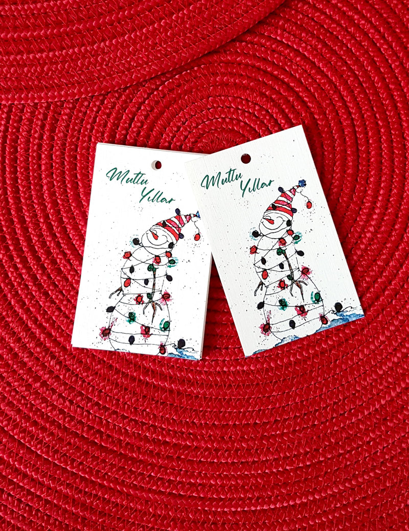 Snowman Rectangular Holed New Year Gift Card Pack of 10