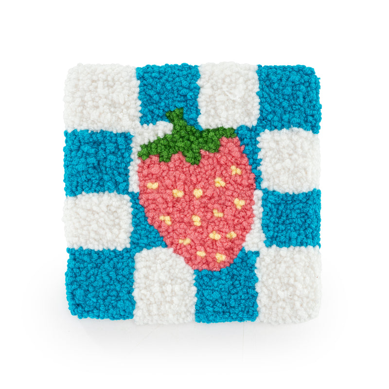 Strawberry Square Blue-White Punch Coaster