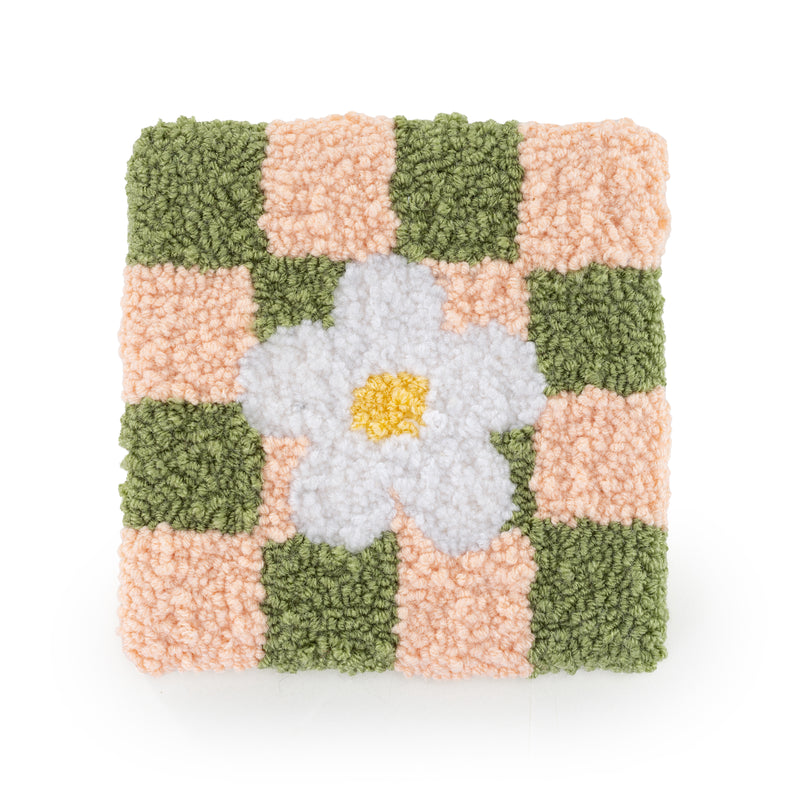 Floral Square Green-Beige Punch Coaster