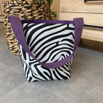 Purple Strap Zebra Patterned / Purple Reversible Bag