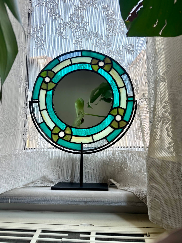 Nebula Verde Stained Glass Mirror