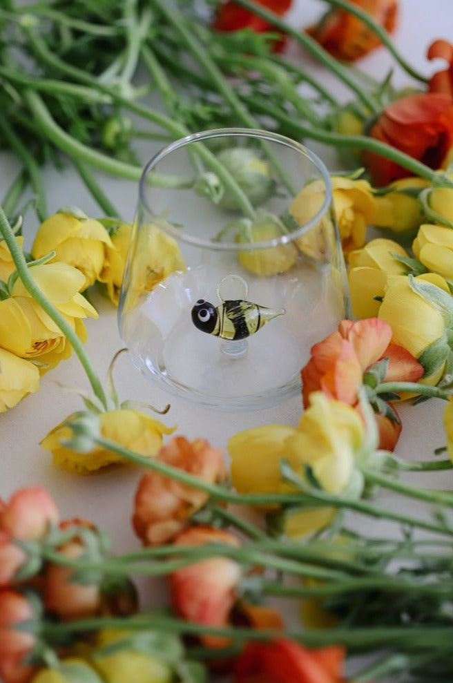 Bee Glass Water Cup