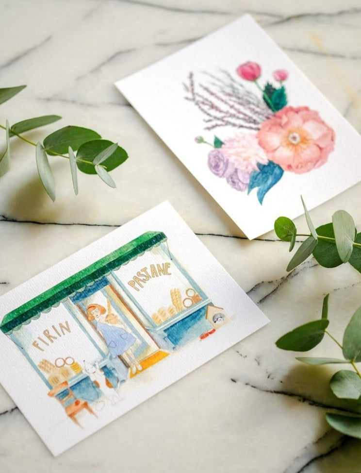 Watercolor Art Postcard Flowers to Ourselves