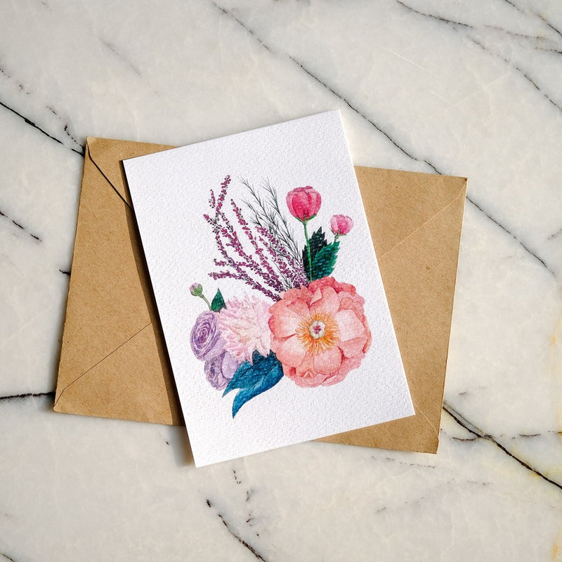 Kendimize Suluboya Sanatı Kartpostal Çiçekleri
