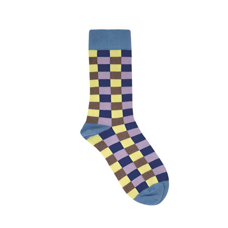 Pemy x Six Times Five "Mocha" Colorful Square Patterned Socks