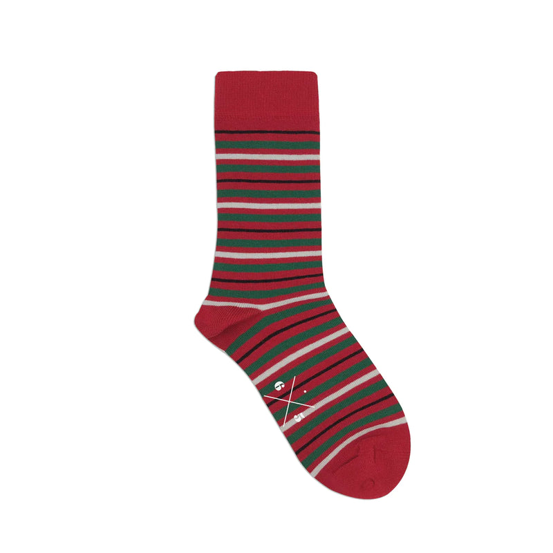 STRIPES XMAS Yeşil Kırmızı Noel Desenli Unisex Çorap