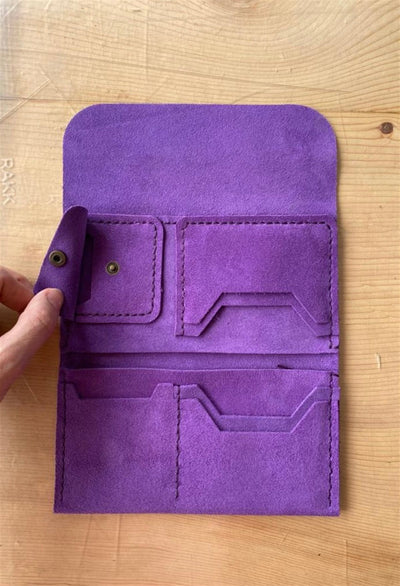 Suede Leather Snap Wallet