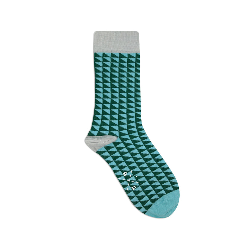 TWO TRIANGLES BLUE GREEN Mavi Yeşil Üçgen Desenli Unisex Çorap