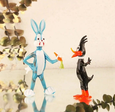 Bugs Bunny & Daffy Duck Glass Trinket Set of 2