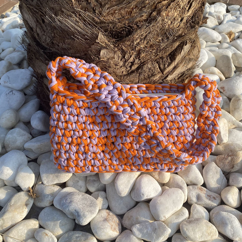 Knitted Bag Lilac - Orange