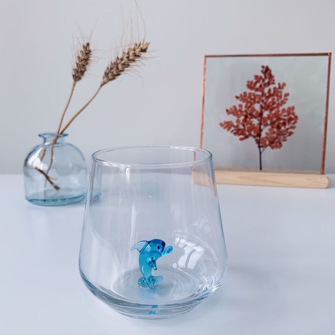Dolphin Glass Water Cup