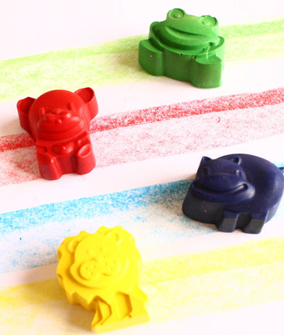 Basic Colors Wax Crayon Set with Animal Figures (4 Colors)