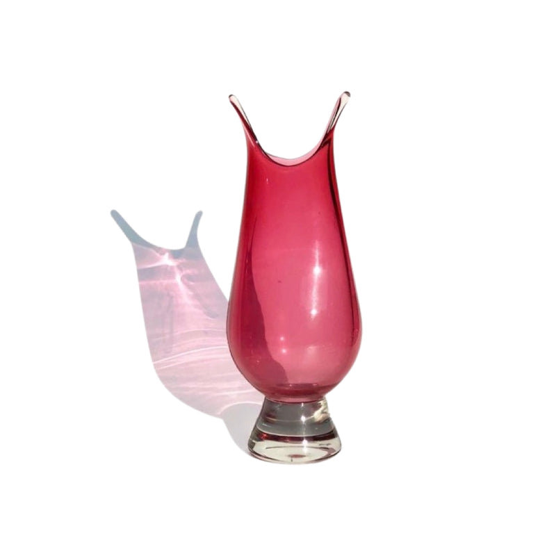 Murano Cranberry Art Glass Vase
