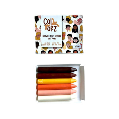 6 Pack Skin Colors Natural Wax Hard Pencil Crayon Set