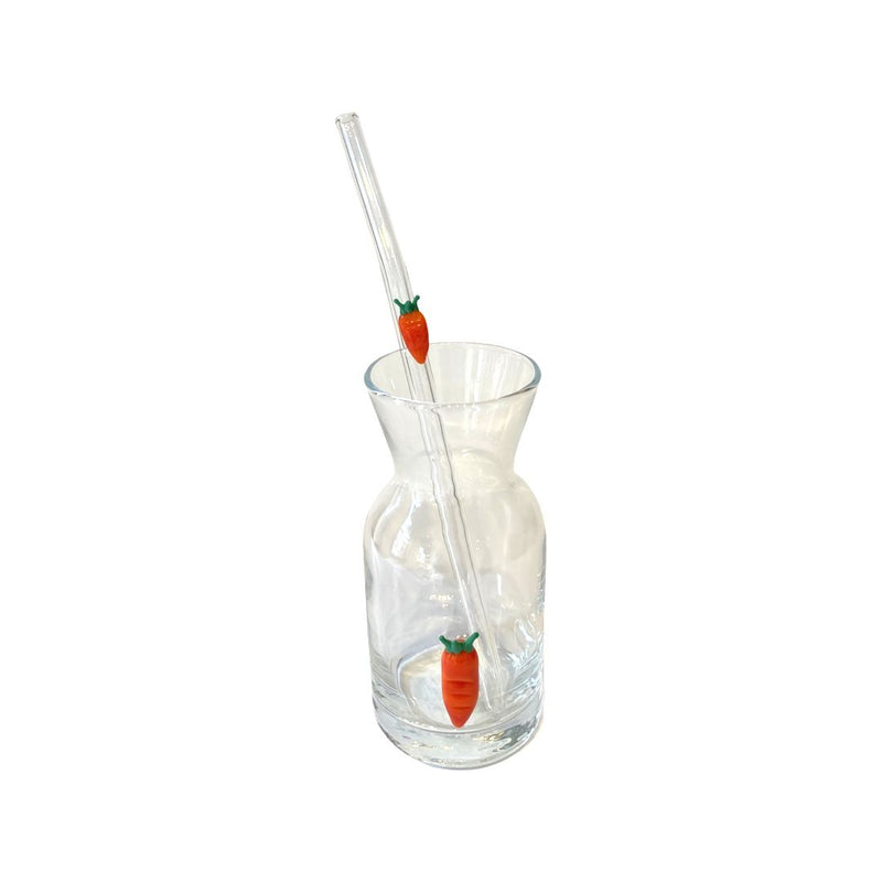 Carrot Figured Presentation Carafe and Glass Straw Set